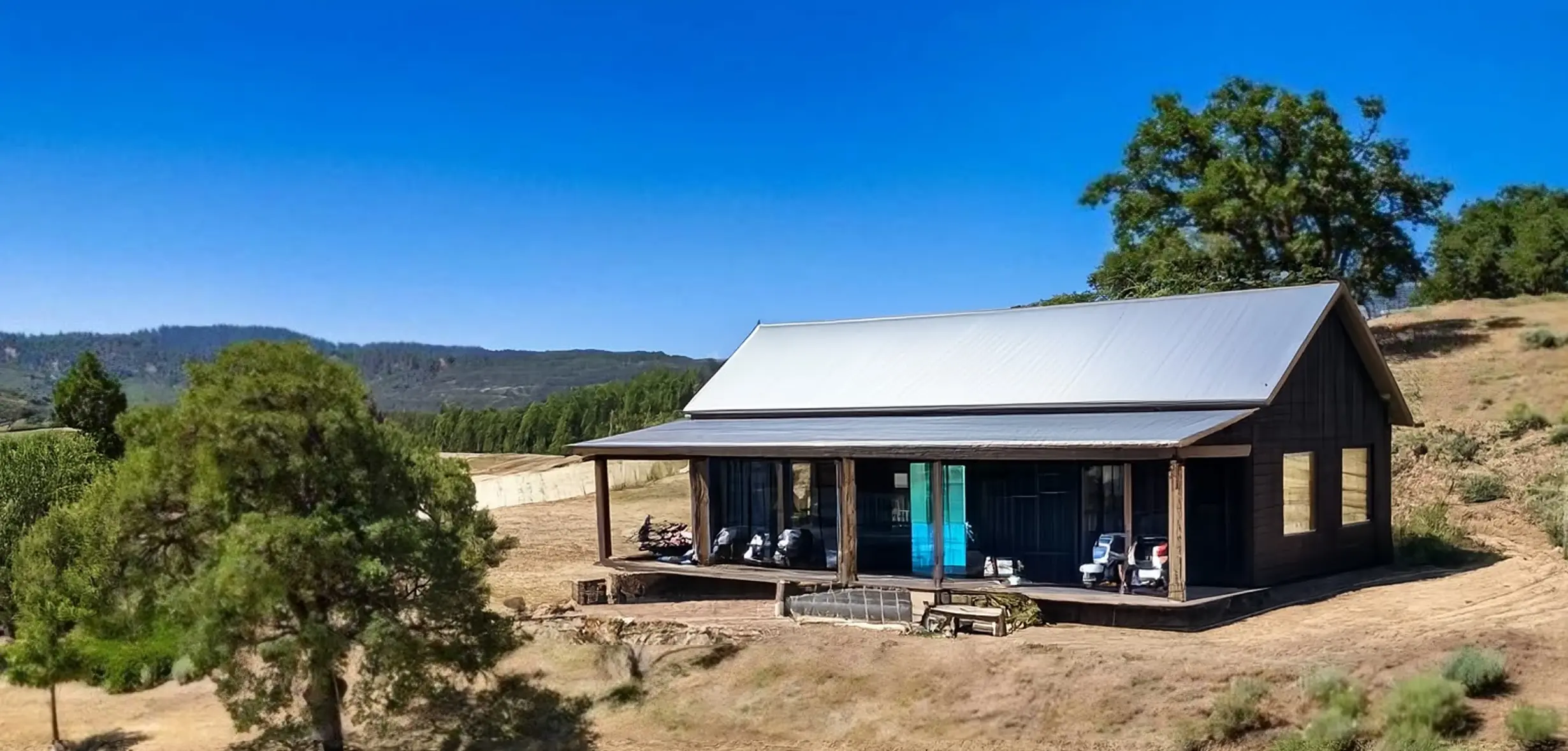 Charming Rustic Home Exterior with Black & Turquoise Accents