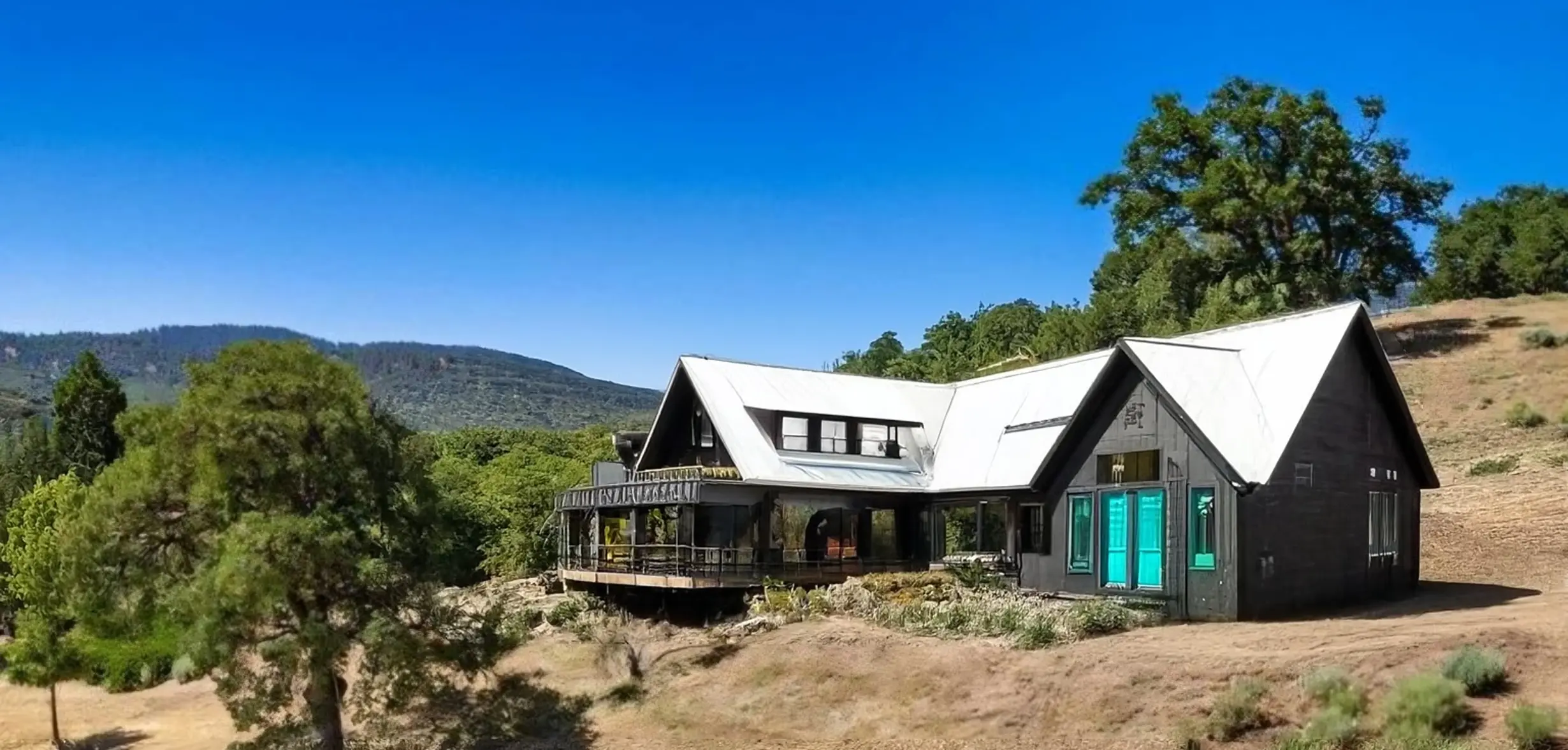 Farmhouse-Style Exterior Transformation with Black and Turquoise Accents