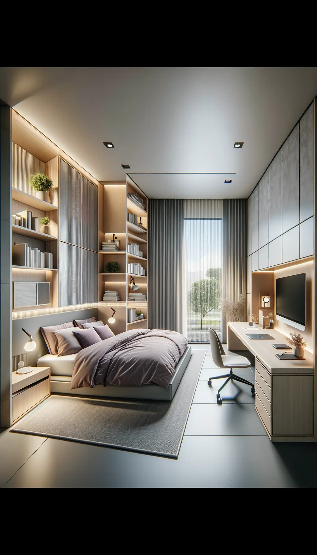 Modern Bedroom Design with Optimal Space Utilization