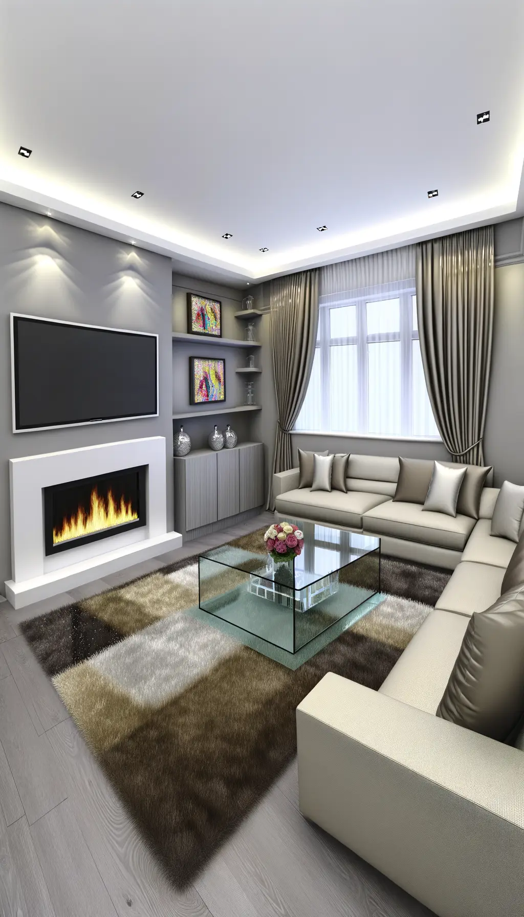 Modern Living Room Remodel with Built-in Entertainment Center