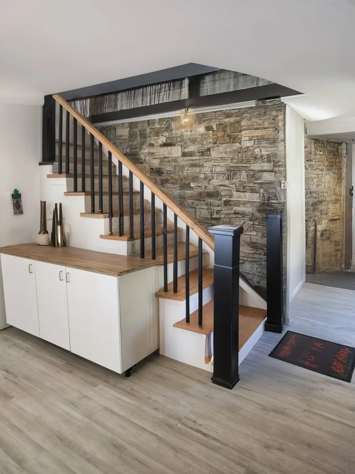 Traditional Hallway Remodel with Black Railings