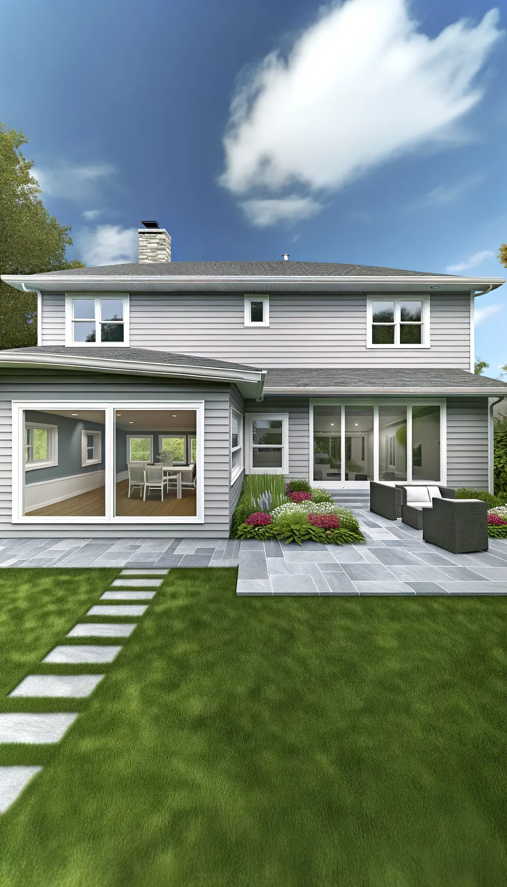 Modernized Home Exterior with Expanded Patio for Enhanced Aesthetics