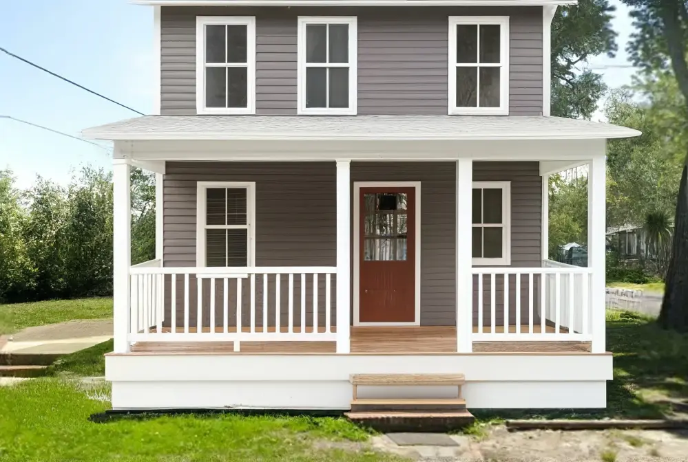 Traditional Home Exterior Remodel with Front Deck