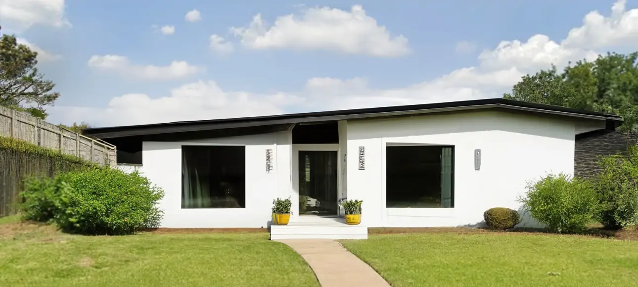 Mid-Century Modern Exterior Remodel with White Brick & Black Accents