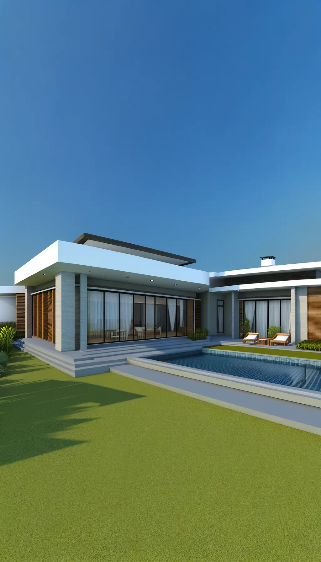 Modern Villa Exterior Transformation with Panoramic Windows